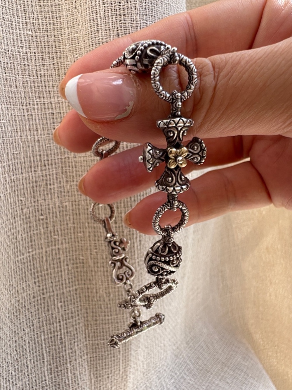 Barbara Bixby Sterling Silver and Gold Toggle Bracelet